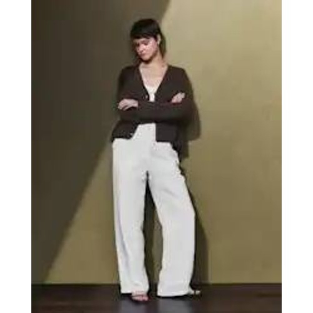 Quince European Linen Pleated Trouser White Size 4 New With Tags - Picture 2 of 14